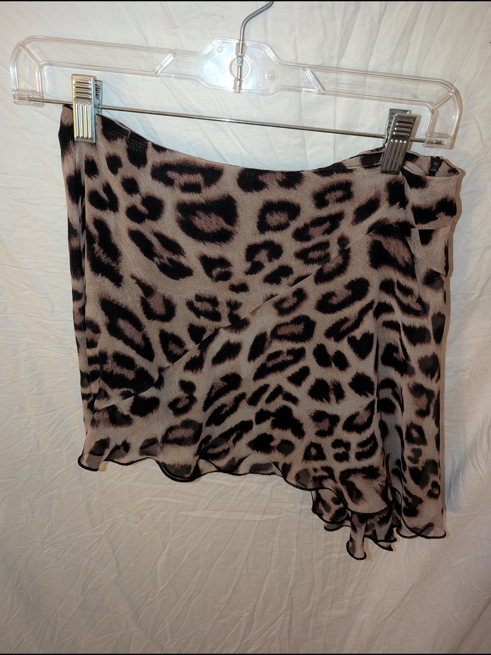 12th Tribe Taupe and Black Leopard Asymmetrical Mini Skirt